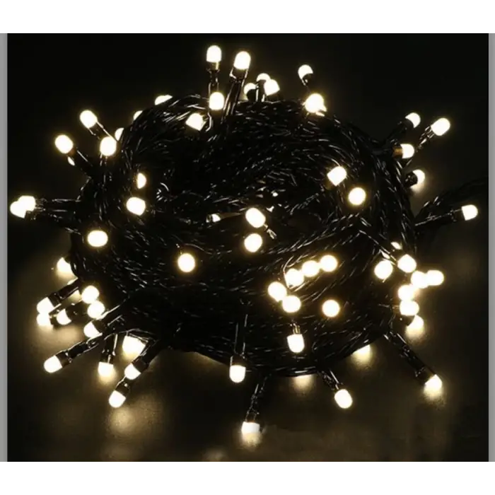 5m Boncuk Lamba Gün Işığı 8 Fonksiyon 100 Led Fişli Siyah Kablo