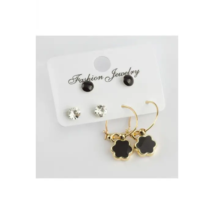 6 Adet Çiçek Mineli Halka Küpe