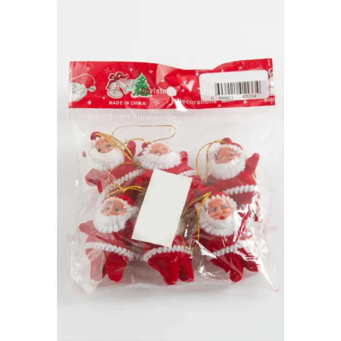 6 Adet Küçük Noel Baba Yılbaşı Ağaç Süsü