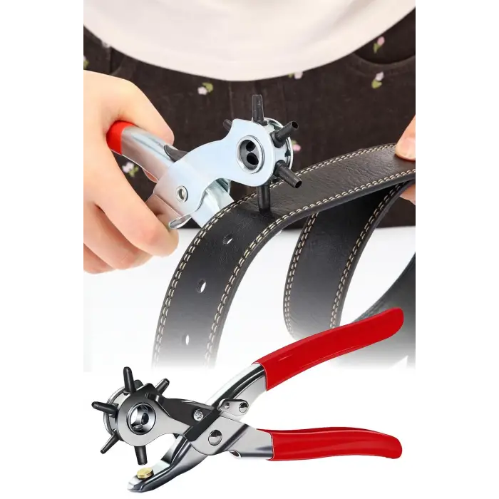 6 Farklı Uçlu Kemer Delme Pensesi Deri Kemer ve Kumaş İçin Ayarlanabilir Delik Açıcı El Aleti
