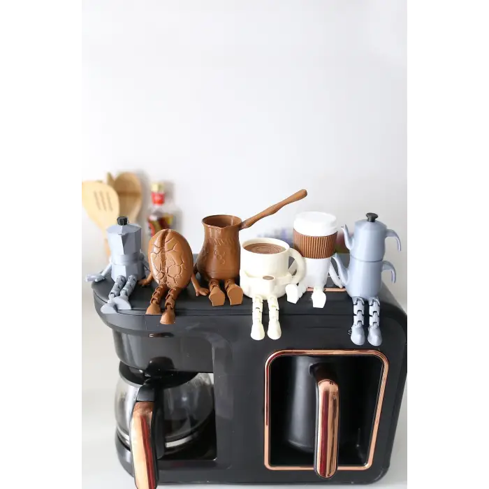 6lı Ayaklı Kahve Seti - Moka Pot - Kahve Tanesi - Çaydanlık - Cezve - Kahve Bardağı - Bardak