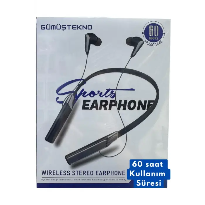 60 Saat Şarjlı Boyuna Takılan Kablosuz Bluetooth Kulaklık Sporcu Ios Android Uyumlu Bulututlu