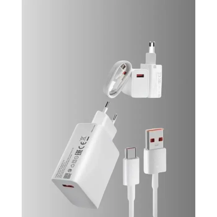 67W Süper Hızlı Şarj Adaptörü ve Kablo Seti – Güvenli, Kompakt ve Ergonomik Tasarım