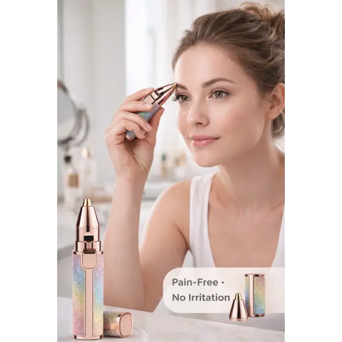 Şarjlı Kaş ve Yüz Tüy Temizleyici, Acısız Pürüzsüzlük Sunan Paslanmaz Çelik Başlıklı