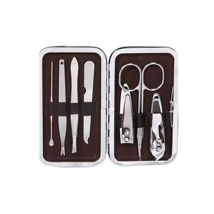 7 Parça Paslanmaz Çelik Manikür ve Pedikür Seti Çantalı Profesyonel