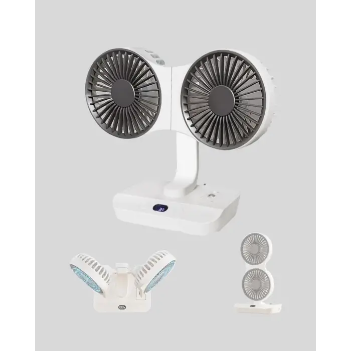 720° Döner Çift Taraflı Masaüstü Vantilatör – USB Şarjlı Sessiz Fan