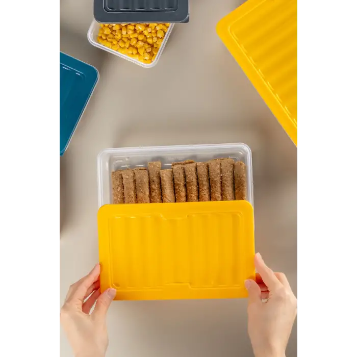 8li Saklama Kabı , Mikrodalga Uyumlu Erzak Saklama Kabı Antrasit 8 X 2400 ml