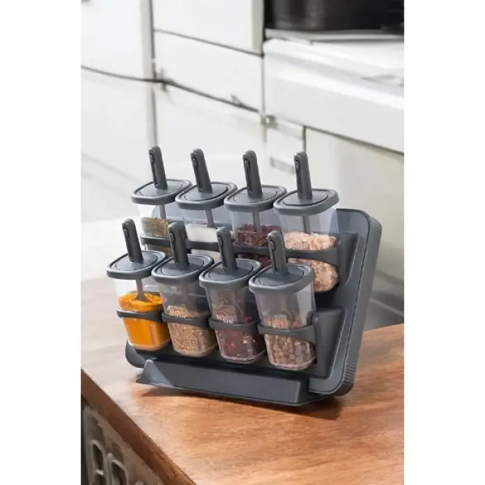 8li Standlı Kaşıklı Baharatlık Seti