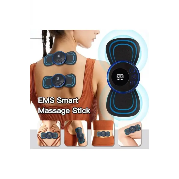 8 Modlu Mini Şarjlı Kelebek LCD Ekran Ems Boyun Omuz Kol Sırt Elektrikli Masaj Bantı Kas Stimülatörü