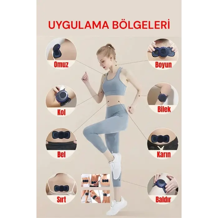 8 Modlu Mini Şarjlı Kelebek LCD Ekran Ems Boyun Omuz Kol Sırt Elektrikli Masaj Bantı Kas Stimülatörü