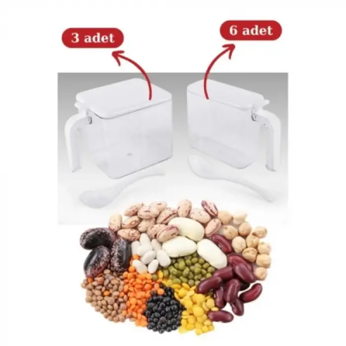 9lu Standlı Kaşıklı Baharatlık Seti