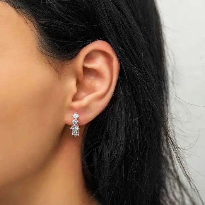 925 Ayar Gümüş 5 Taş Küpe T4234 (336336)