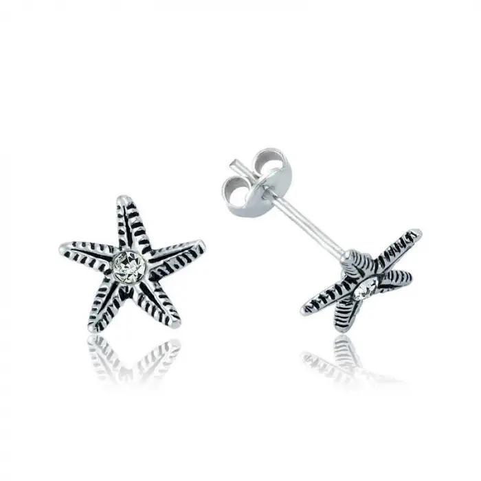 925 Ayar Gümüş Deniz Yıldızı Çivili Küpe (EA1160023) (336336)