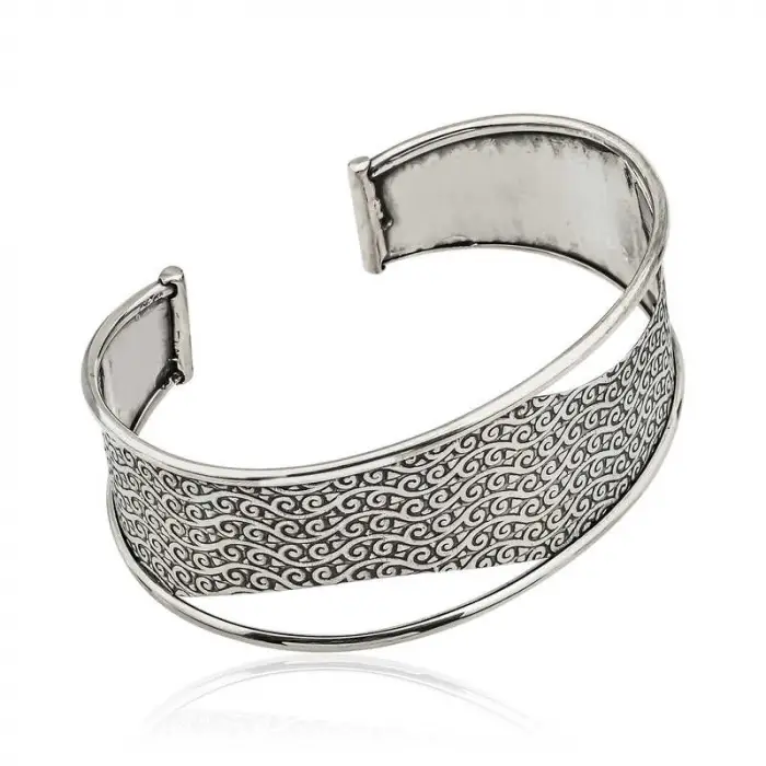 925 Ayar Gümüş Eskitme Desenli Bilezik T6120 (336336)