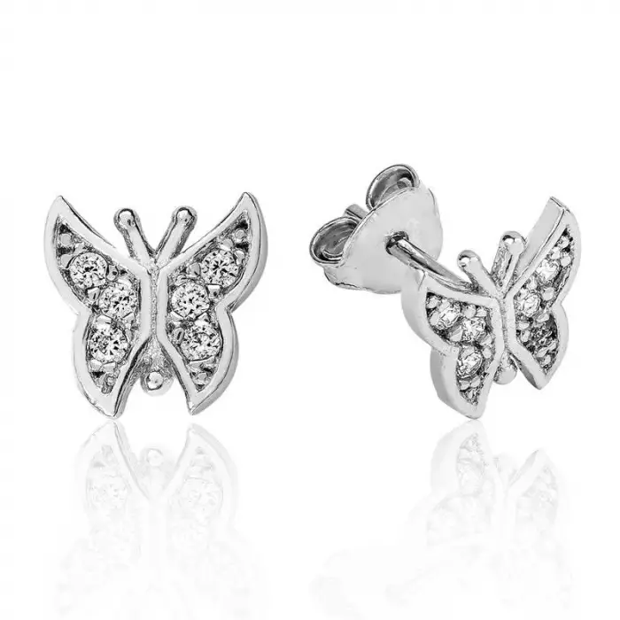 925 Ayar Gümüş Kelebek Çivili Küpe (EA1160096) (336336)