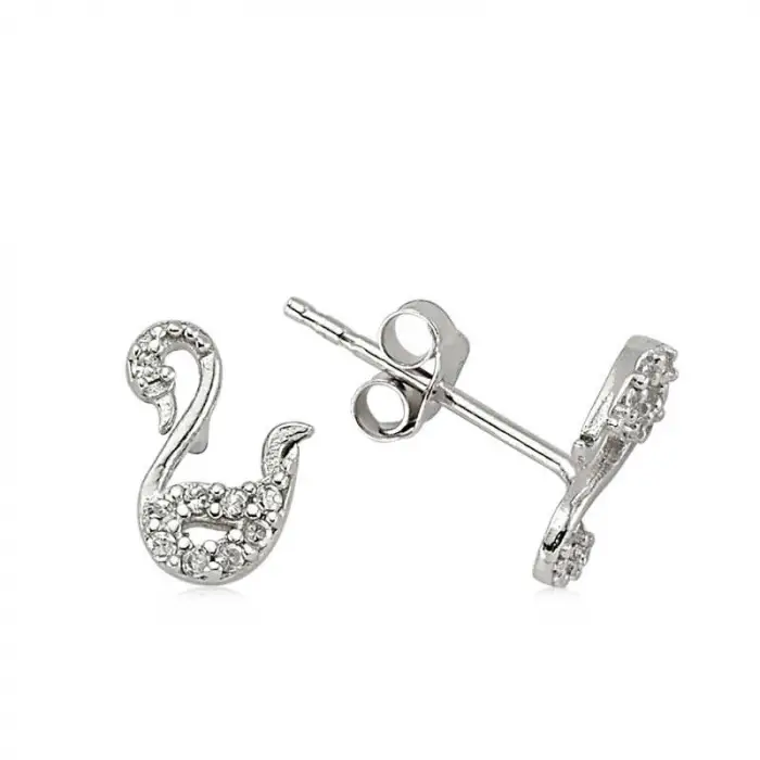 925 Ayar Gümüş Kuğu Çivili Küpe (EA1540004) (336336)