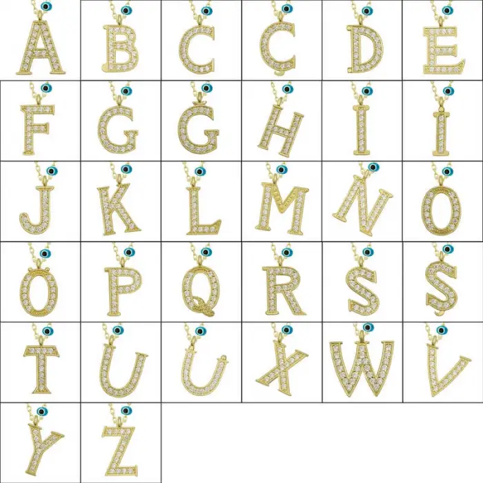 925 Ayar Gümüş Nazar Gold  I Harfi Kadın Gümüş Kolye (T6784) (336336)