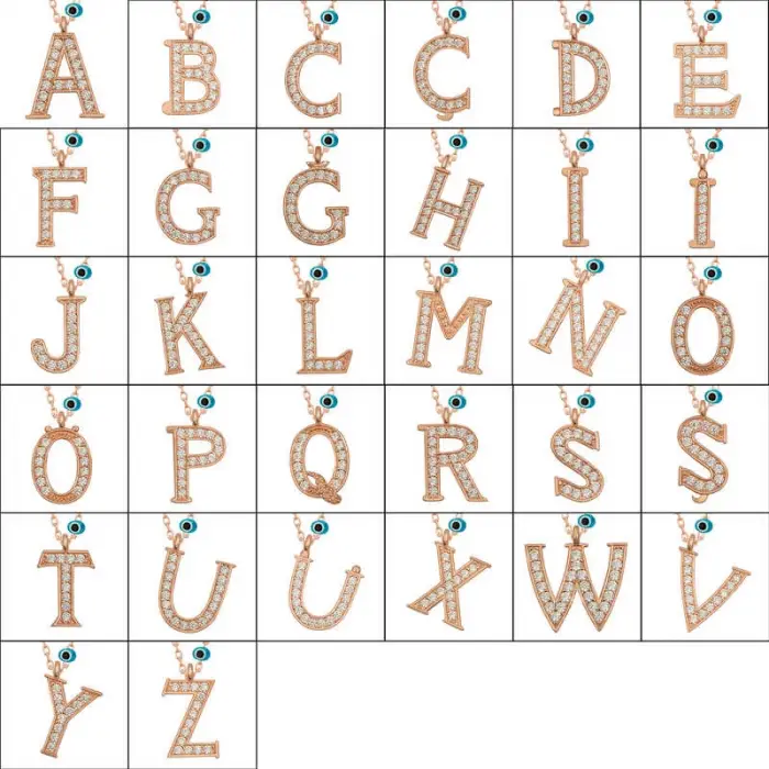 925 Ayar Gümüş Nazar Rose Ş Harfi Kadın Gümüş Kolye (T6889) (336336)