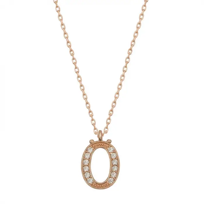 925 Ayar Gümüş Rose Ö Harfi Kadın Gümüş Kolye (T6740) (336336)