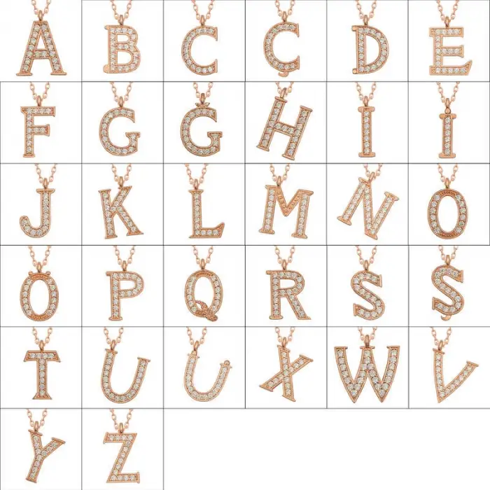 925 Ayar Gümüş Rose U Harfi Kadın Gümüş Kolye (T6746) (336336)