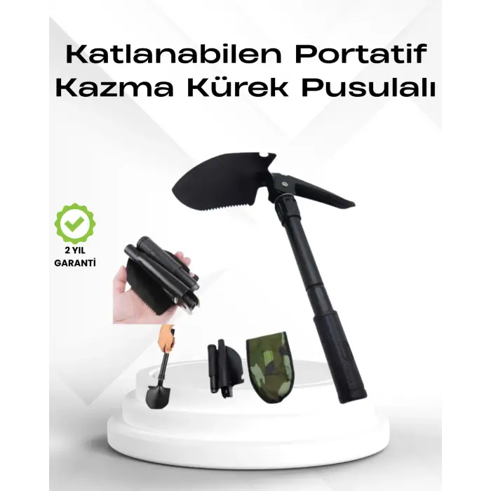 Açık Hava Aktiviteleri için Portatif Kazma Kürek Takımı – Kamuflaj Çantalı, Katlanabilir