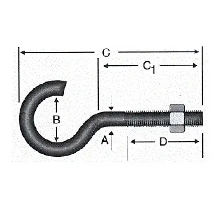 Açık Metrik Kanca M4 - 100 Adet