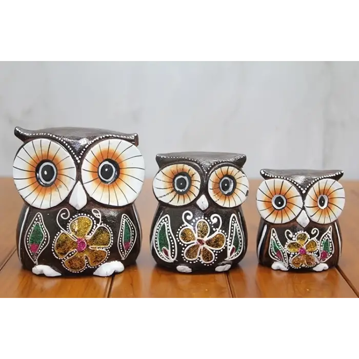 Ahşap 3lü Baykuş Seti Polos:1