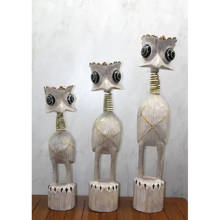 Ahşap 3lü Deve Kuşu Seti 90 Cm