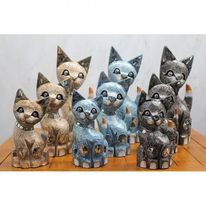 Ahşap 3lü Kedi Seti 40 Cm