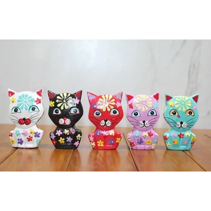 Ahşap 5li Kedi Seti Polos:5