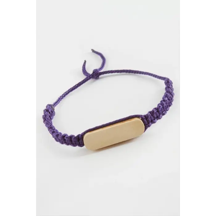 Ahşap Makrome Örgülü Bileklik