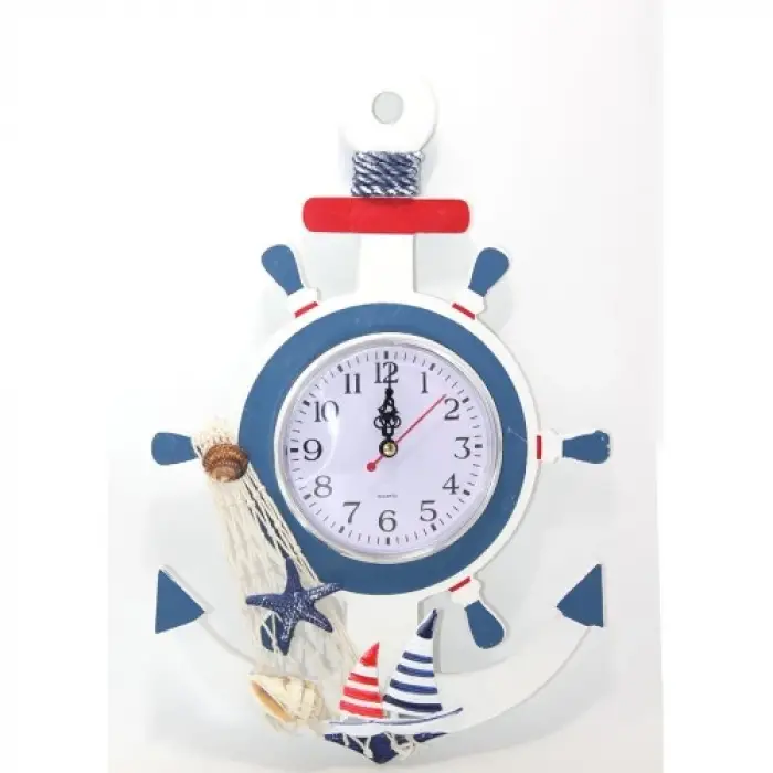 Ahşap Marin Dümenli Ve Çapa Tasarımı Saat Model 2