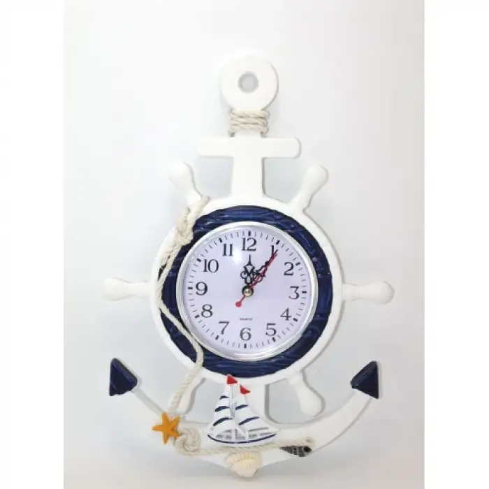 Ahşap Marin Duvara Asmalı Dümenli Saat