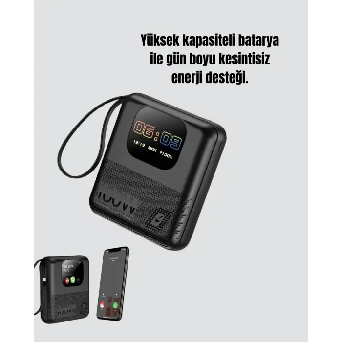 Akıllı Bildirim Ekranlı 10000 mAh Powerbank ve Aktivite Takip Cihazı