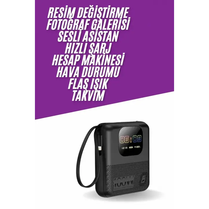 Akıllı Powerbank Ekranlı 10.000 Mah Hızlı Şarj Edebilen 4 Girişli Çok Fonksiyonlu