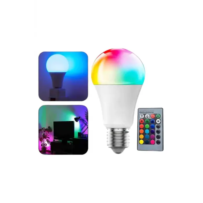 Akıllı RGB Led Ampul Led Uzaktan Kumandalı Renk Değiştiren Ampul