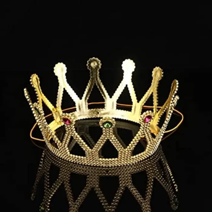 Rönesans Kostümlü Kraliyet Ortaçağ Altın Gold Kraliçe Prenses Tacı