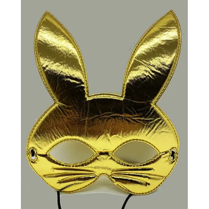 Altın Renk Kumaş Malzemeden İmal Tavşan Maskesi 25X17 cm