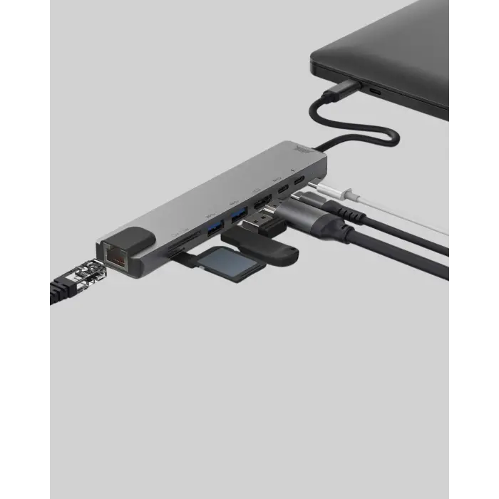 Alüminyum Kasalı MacBook USB-C Hub – 4K HDMI, USB 3.0, SD/TF Kart Girişi, PD Şarj Desteği