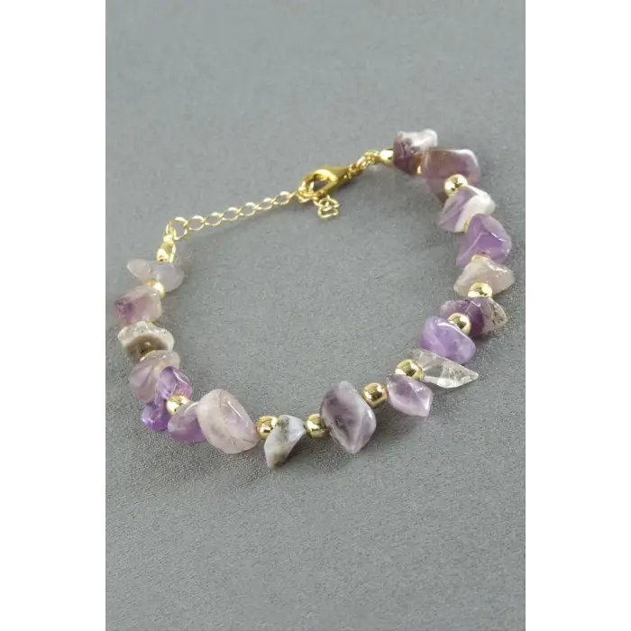 Amatist Kırık Doğaltaş Bileklik