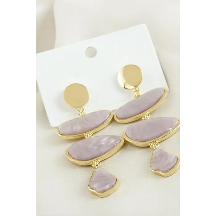 Amatist Taşlı Metal Küpe