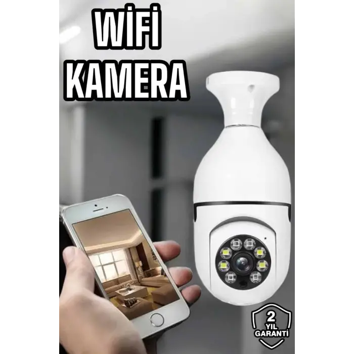 Ampul Görünümlü Güvenlik Kamerası Duylu Wifi Kamerası Dönebilen