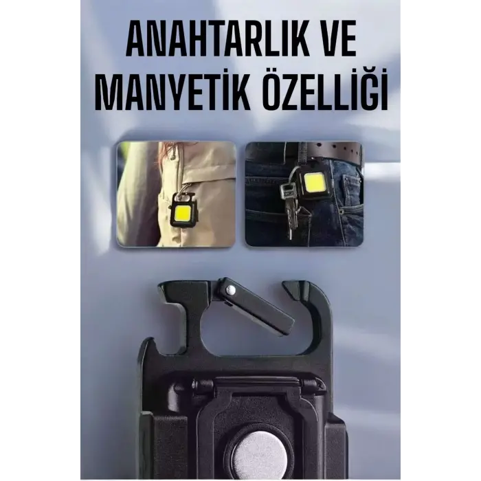 Anahtarlık Çok Amaçlı Mıknatıslı Taşınabilir Işık Led Şarjlı