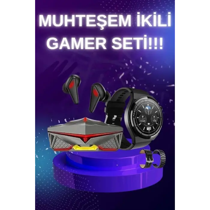 ANC Özellikli Bluetooth Kulaklık ve Amoled Ekran Akıllı Saat Uyku ve Sağlık Takibi Nabız Ölçer