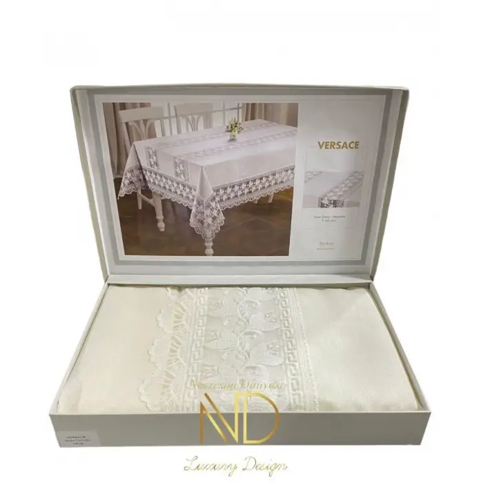 Anna Karina Masa Örtüsü Versace Krem
