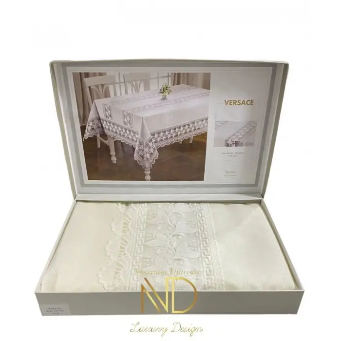 Anna Karina Masa Örtüsü Versace Krem