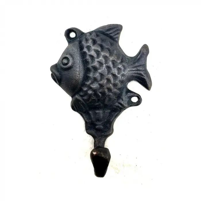 Eco Lounge Antika Tarz Dekoratif Pirinç Balık Figürlü Askı - 84x51mm, Oksit