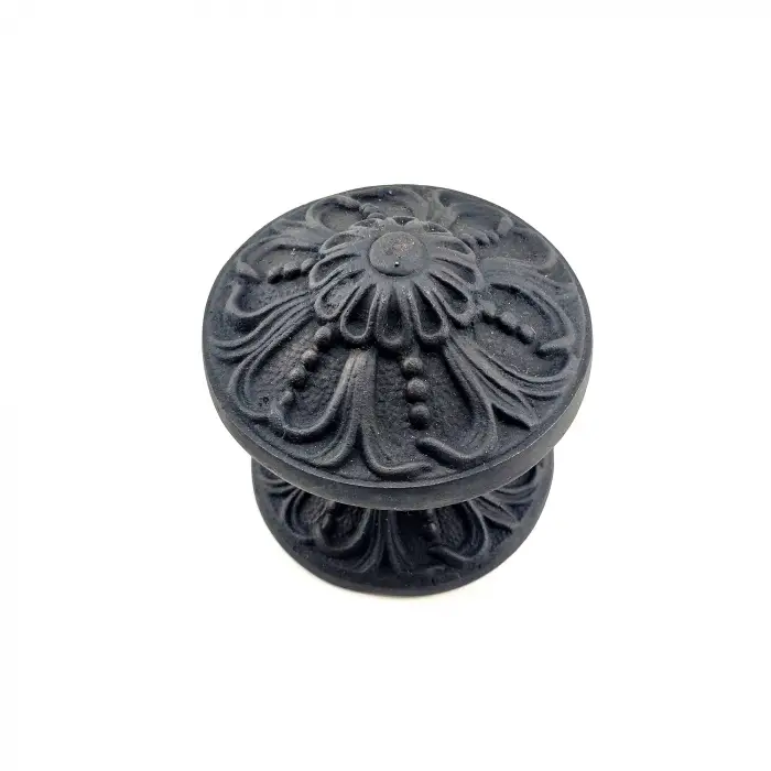 Eco Lounge Antika Tarz Dekoratif Pirinç Çiçekli Kapı Tokmağı - 80 mm Çap, Oksit