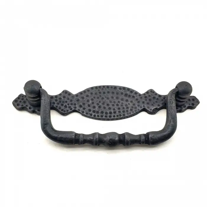 Antika Tarz Dekoratif Pirinç Dövme Sallantı Kapı Kulbu - 43x118 Mm, Oksit