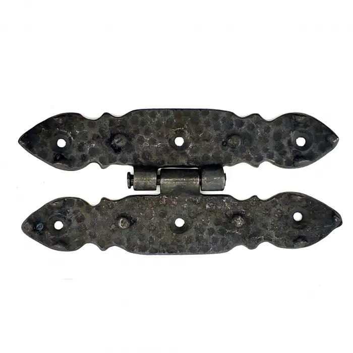 Antika Tarz Dekoratif Pirinç Düğmeli Menteşe - 142x69 Mm, Oksit